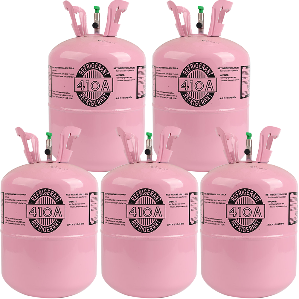 R410A Refrigerant 25lb Pack of 5 Cylinders