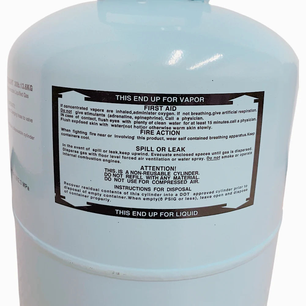 R134A Refrigerant 30lb Cylinder – 100% Virgin Gas, Factory Sealed, Free Shipping