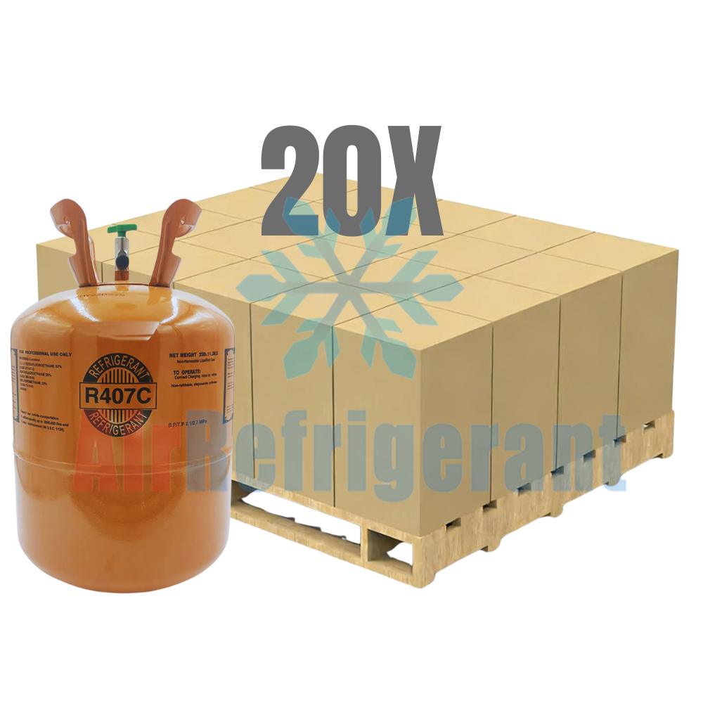 Wholesale R407C Refrigerant – 25lb Cylinders for Retrofit Systems Replacing R22 (20 Cylinders / 500lb Total)