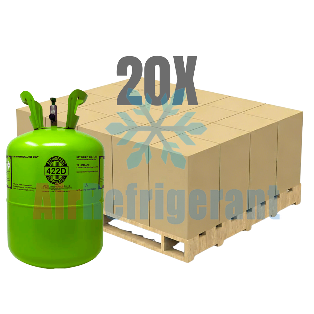 Wholesale R422D Refrigerant – 25lb Cylinders for For Commercial Refrigeration Systems Replacing R22 (20 Cylinders / 500lb Total)
