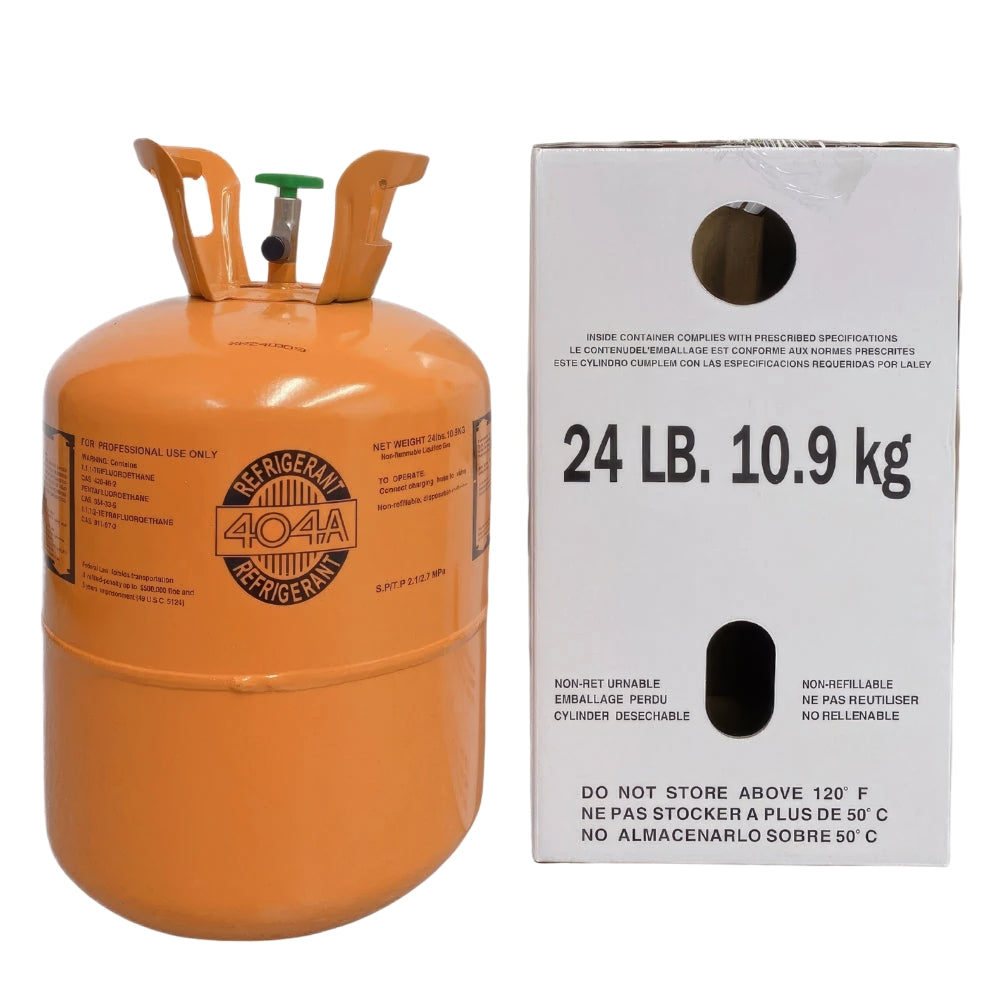 R404A Refrigerant 24lb Cylinder – 100% Virgin Gas, Factory Sealed, Free Shipping