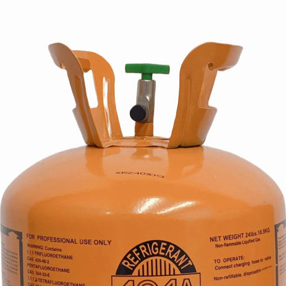 R404A Refrigerant 24lb Cylinder – 100% Virgin Gas, Factory Sealed, Free Shipping