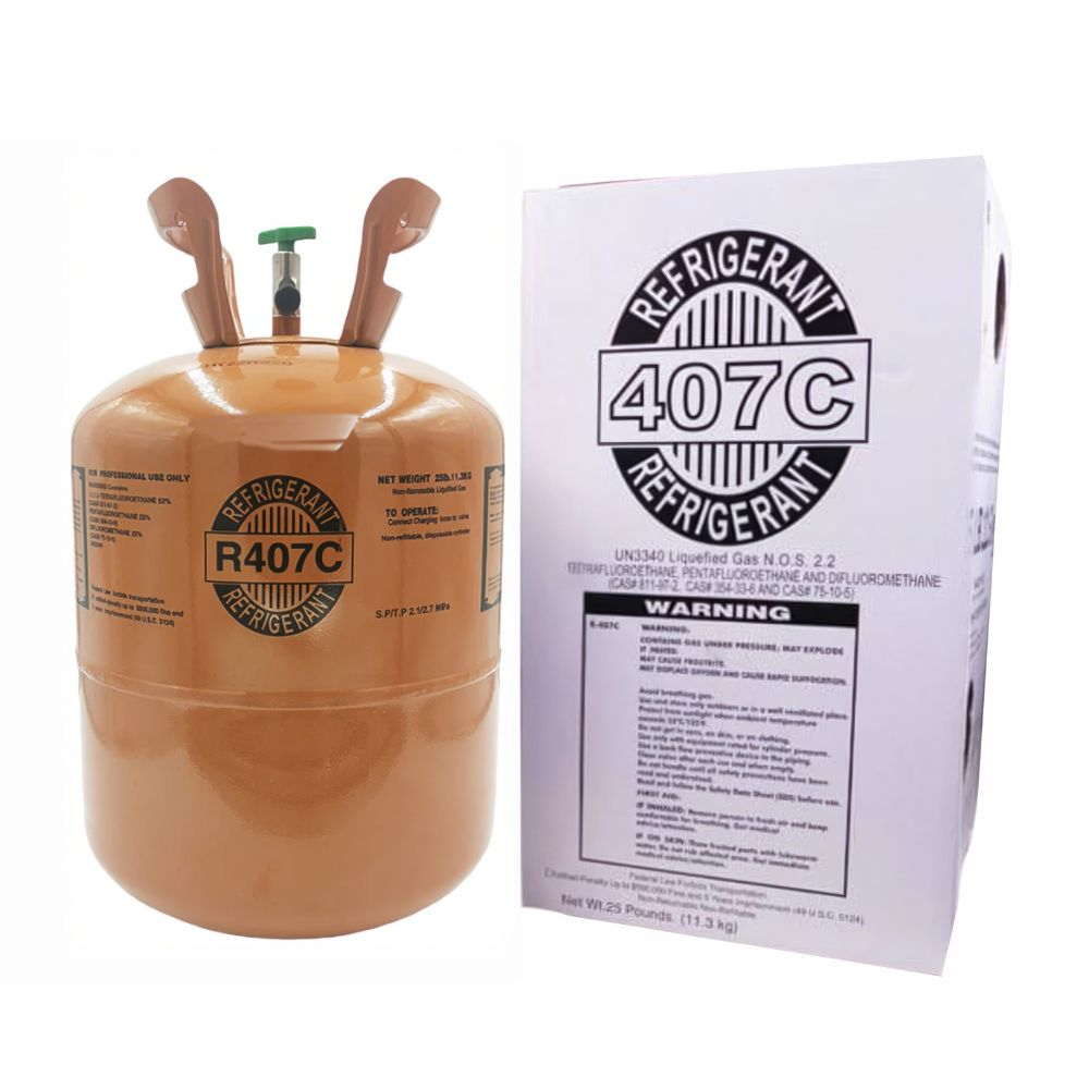 R407C Refrigerant 25lb Cylinder – 100% Virgin Gas, Factory Sealed, Free Shipping