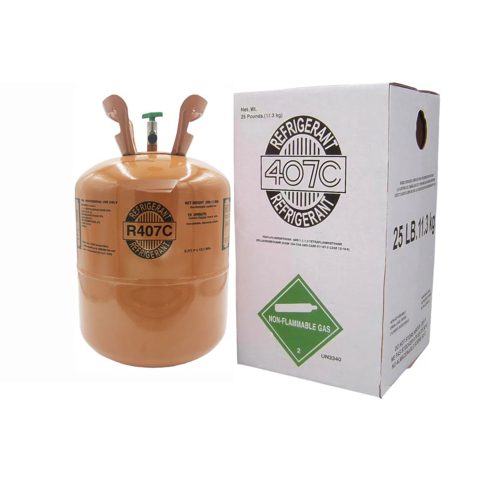 R407C Refrigerant 25lb Cylinder – 100% Virgin Gas, Factory Sealed, Free Shipping