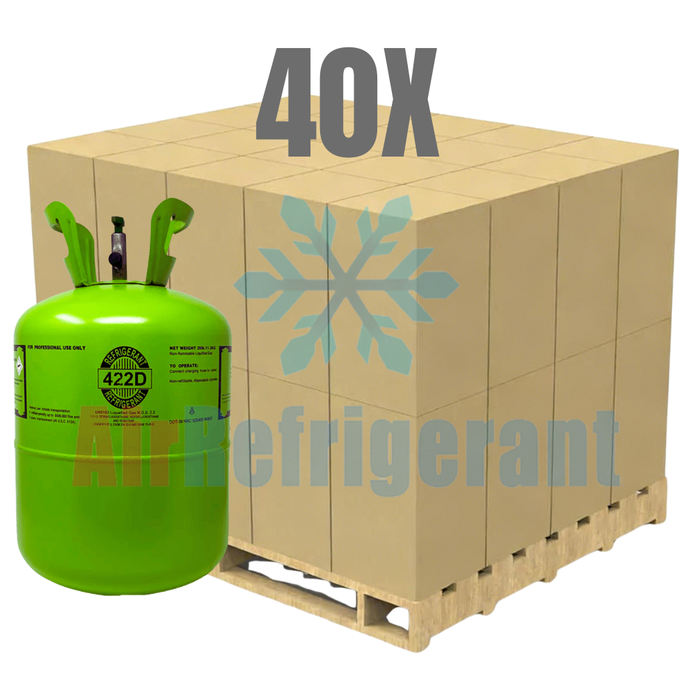 Wholesale R422D Refrigerant – 25lb Cylinders for For Commercial Refrigeration Systems Replacing R22 (40 Cylinders / 1000lb Total)